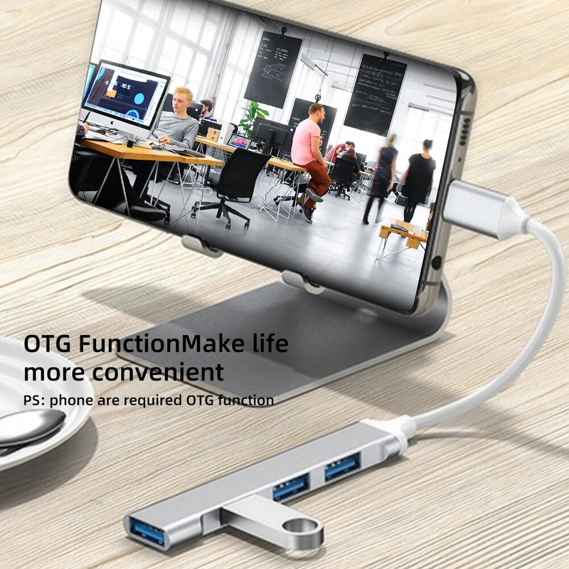4 prievadų USB Type C HUB 3.0 doko stotis USB 3.0 HUB USB C HUB kelių skirstytuvų adapteris OTG, skirtas Lenovo HUAWEI Xiaomi Macbook PC