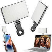 Blițuri reîncărcabile pentru telefonul mobil, LED pentru computer, lumini pentru selfie, reglabile 3 moduri de lumină pentru aparatul foto iPad, laptop, clemă pentru lampă portabilă