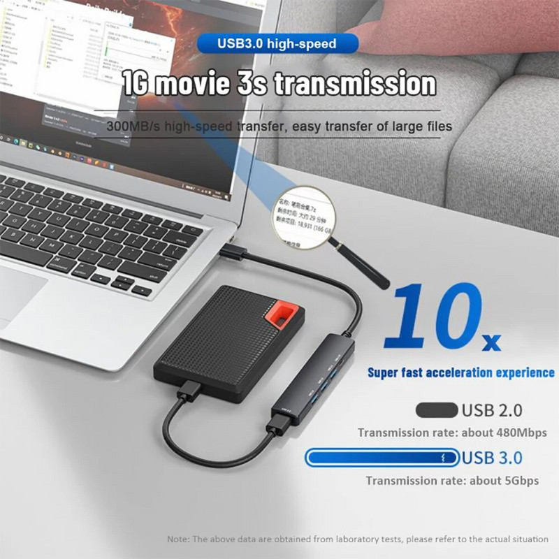 4 prievadų USB stebulės USB C stebulės tipas C į USB 3.0 HUB Multi USB skirstytuvo OTG adapteris, skirtas Xiaomi Huawei Lenovo Macbook Pro USB 3.0 2.0