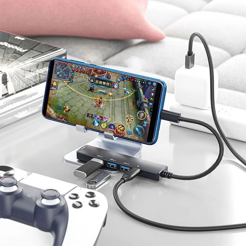 4 prievadų USB stebulės USB C stebulės tipas C į USB 3.0 HUB Multi USB skirstytuvo OTG adapteris, skirtas Xiaomi Huawei Lenovo Macbook Pro USB 3.0 2.0