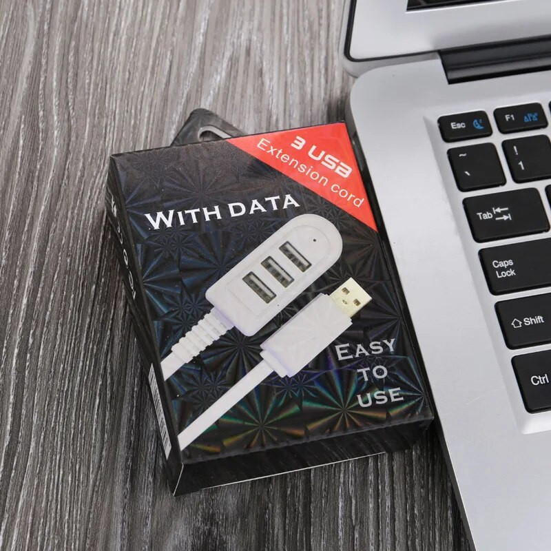 3 portos USB hub hosszabbító kábel 1,2 m USB 2.0 osztó vezetékes adatátviteli eszköz töltő USB adapter Laptop PC számítógép USB hosszabbító