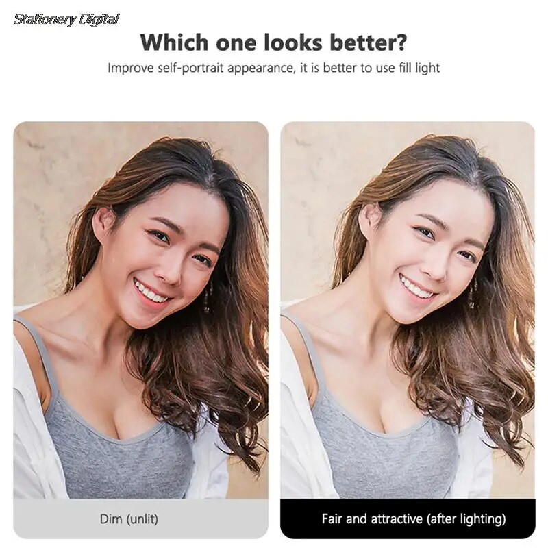 „Selfie“ blykstės LED lempa Nešiojama mobiliojo telefono fotografavimo užpildo lemputė, įkraunama