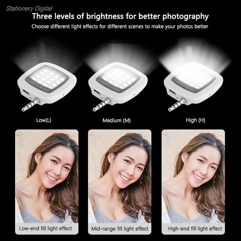 „Selfie“ blykstės LED lempa Nešiojama mobiliojo telefono fotografavimo užpildo lemputė, įkraunama