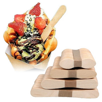 50/100 τεμ. Ξύλινα ξυλάκια παγωτό σπιτικό κέικ πουτίγκας γευσιγνωσίας με κουτάλι Ξύλινο μπαστούνι για χειροτεχνία