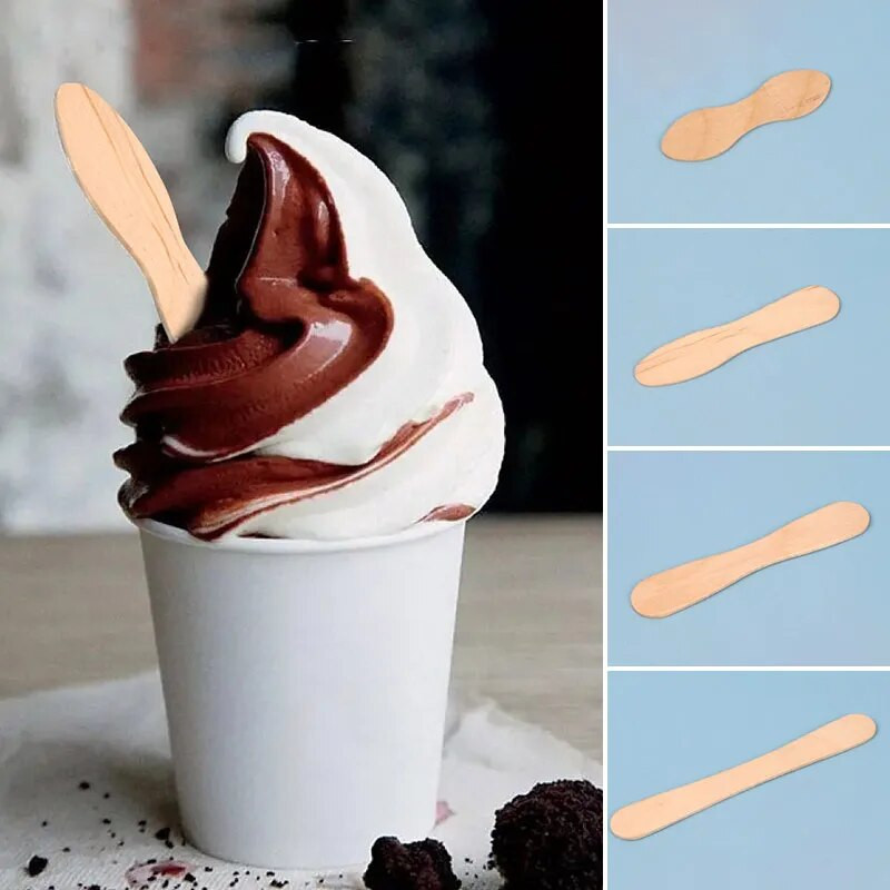 50/100 vnt medinių ledų lazdelės naminių plokščių pudingo pudingo pyrago degustacijos šaukštas medinių amatų lazdelių priedai