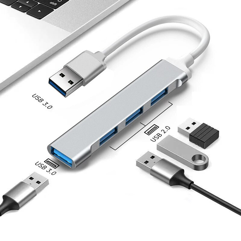 4 prievadų USB 3.0 šakotuvas USB šakotuvas C tipo doko kelių skirstytuvų adapteris OTG tipo C stebulės, skirtas Xiaomi Huawei Macbook Pro USB 2.0