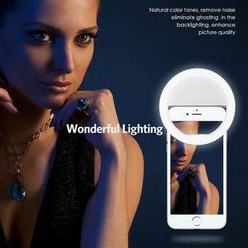 USB φόρτισης LED Selfie Ring Light για κινητό τηλέφωνο Γέμισμα φακού Mini LED Selfie Lamp Ring για iPhone Samsung Xiaomi Phone SelfieLight