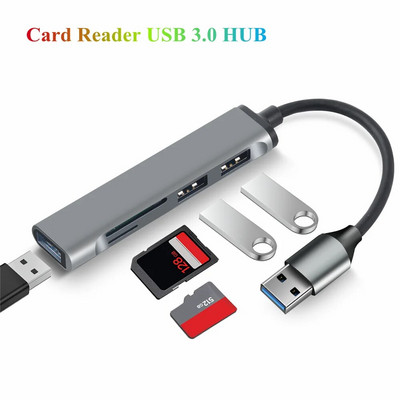 3 prievadų USB 3.0 kortelių skaitytuvas HUB USB C tipo c skirstytuvas Mini 2 viename kortelių skaitytuvas, skirtas SD TF Micro SD, skirtas Windows Vist