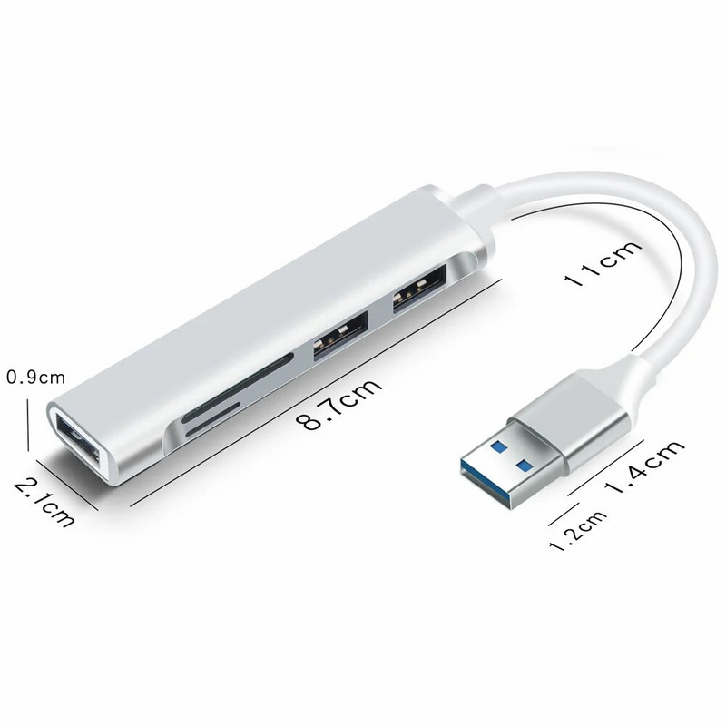 3-portový USB 3.0 rozbočovač s čítačkou kariet, USB C typu C, rozbočovač, mini 2 v 1 čítačka kariet pre SD, TF, Micro SD pre Windows Vista