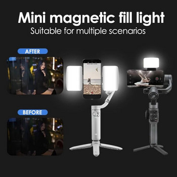 Μαγνητικά φορητά Mini Selfie Fill Light Χαριτωμένα LED Φως βίντεο Ρυθμιζόμενη φωτεινότητα Λάμπες ζωντανής ροής για τηλέφωνο Dji Zhiyun