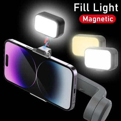 Magnetic Portable Mini Selfie Fill Light Cute LED Video Light Adjustable Brightness Livestreaming Lamps for Phone Dji Zhiyun