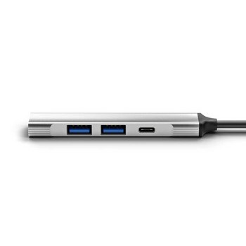 Διανομέας USB 4 θυρών από κράμα αλουμινίου με προσαρμογέα TypeC 2USB2.0 1USB3.0 Υποστηρίζει συσκευές τύπου C και USB