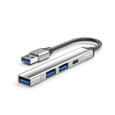 4-portový USB hub z hliníkovej zliatiny s adaptérom 2USB 2.0 a 1USB 3.0 typu C, podporuje zariadenia typu C a USB