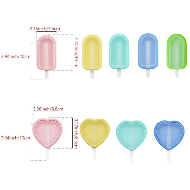 Nauja „pasidaryk pats“ silikoninių ledų formavimo forma su PP dangteliu ir lipdukais Virtuvės priedai „Lovely Heart“ ledų formavimo mašina