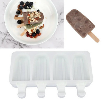 Направи си сам форма за сладолед с 4 дупки Многостилови геометрични линии Форма за шоколадови сладкиши Ръчно изработени форми за храна Машина за кубчета лед Кухненски джаджи