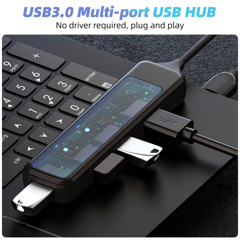 Átlátszó USB A Type C HUB 5/4 az 1-ben USB 3.0 SD TF kártyaolvasóval Macbook notebook számítógéphez Gyors adatátvitel