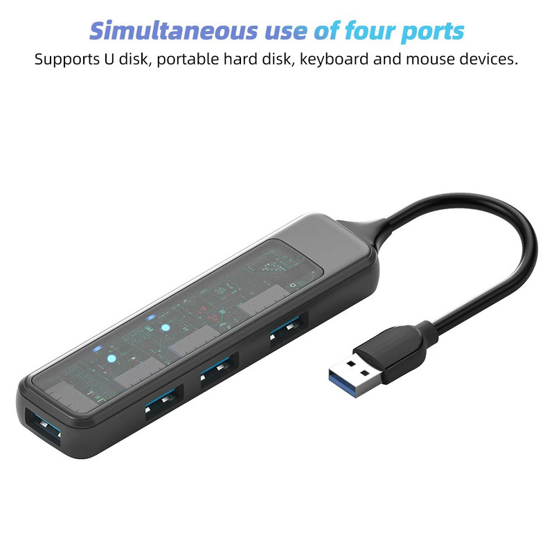 Átlátszó USB A Type C HUB 5/4 az 1-ben USB 3.0 SD TF kártyaolvasóval Macbook notebook számítógéphez Gyors adatátvitel