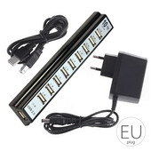 Naujas JAV kištukas / EU Plug10 prievado klaviatūra U-disk pelė USB 2.0 plastikinis skirstytuvo šakotuvas Mobiliojo telefono įkrovimo kabelio adapterio įkroviklis