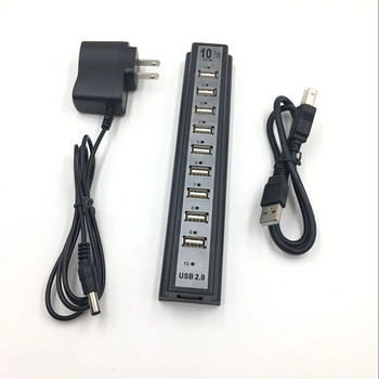 Нов US Plug/EU Plug 10 портове Клавиатура U-диск Мишка USB 2.0 Пластмасов сплитер Хъб Кабел за зареждане на мобилен телефон Адаптер Зарядно устройство