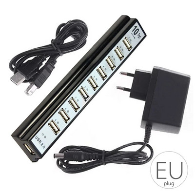 Naujas JAV kištukas / EU Plug10 prievado klaviatūra U-disk pelė USB 2.0 plastikinis skirstytuvo šakotuvas Mobiliojo telefono įkrovimo kabelio adapterio įkroviklis