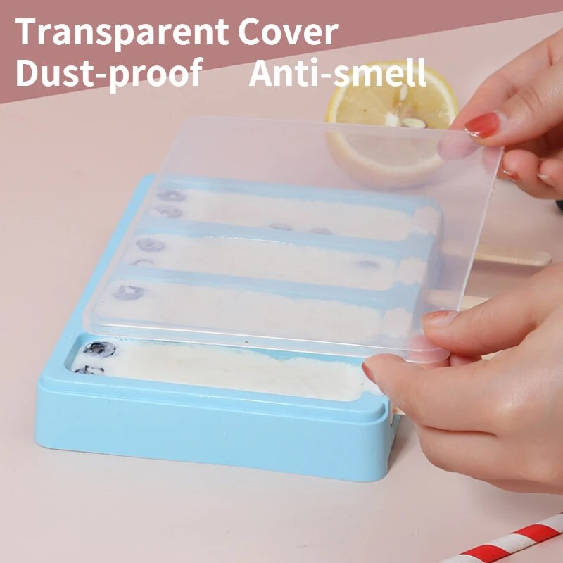 Ledų silikoninių formų šerbetas „pasidaryk pats“ Naminis ledų dėklas Ledų padėklas ledo kubelių gaminimo aparatas spaustukų lazdelės virtuvės prietaisai