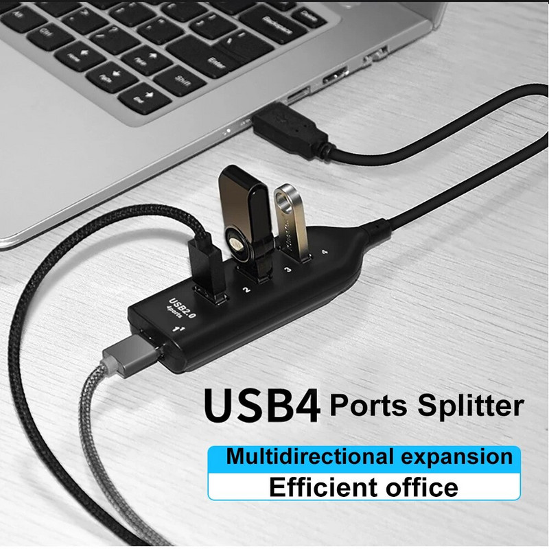USB-jaotur USB 2.0 jaotur USB-jaotur USB-pikendusjaotur 4-pordiga USB2.0-muunduri pikenduskaabli liidese dokk arvuti sülearvuti lauaarvuti jaoks