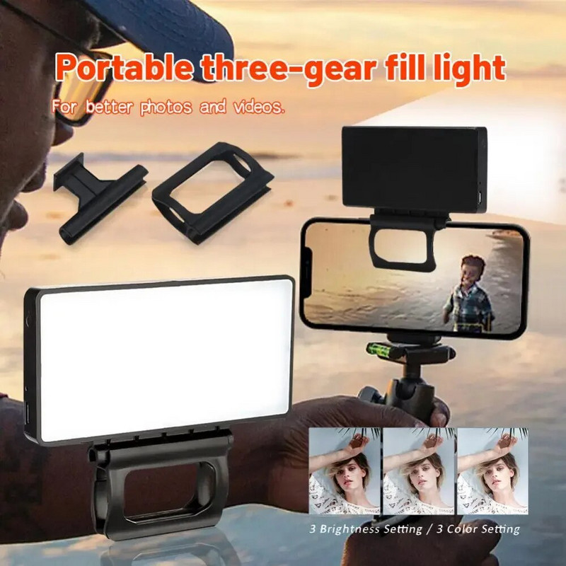 Mini Clip-on Φωτισμός κινητού τηλεφώνου LED Selfie Light 120 LED 2500K-9000K W/ Μπαταρία για iPhone Samsung Huawei Xiaomi Smartphones