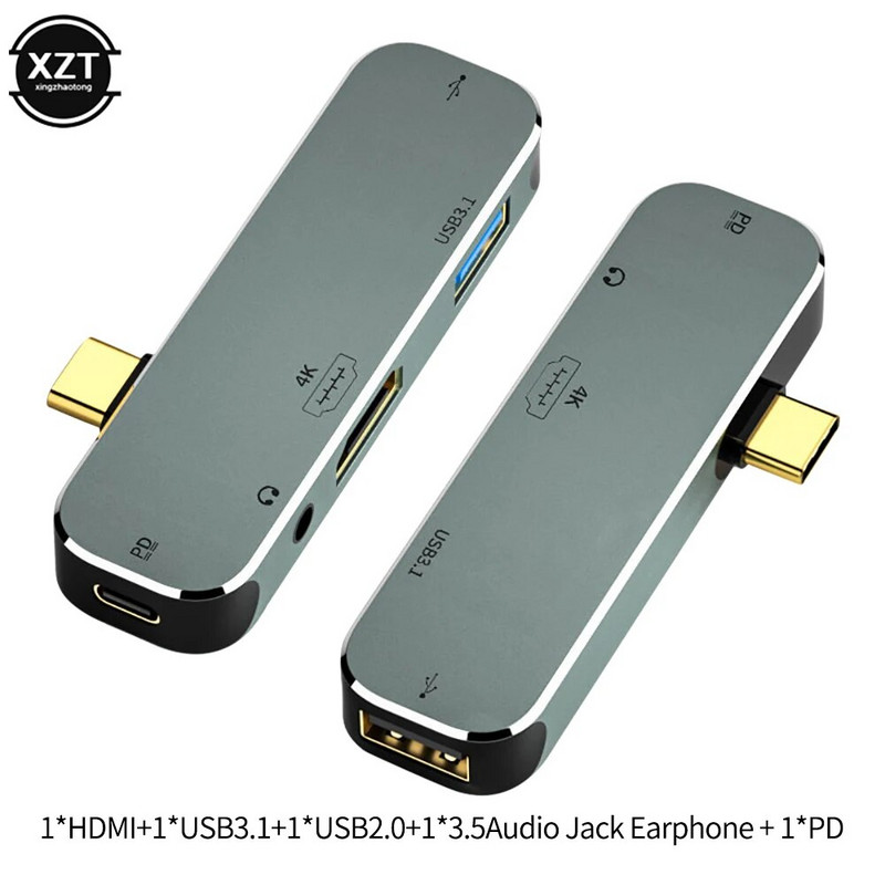 USB C ilgintuvo C tipo dokas 4 viename šakotuvas su 3,5 mm lizdo ausinių adapteriu USB 3.1 3.0 2.0 kabelio keitiklis, skirtas Macbook HUAWEI Xiaomi
