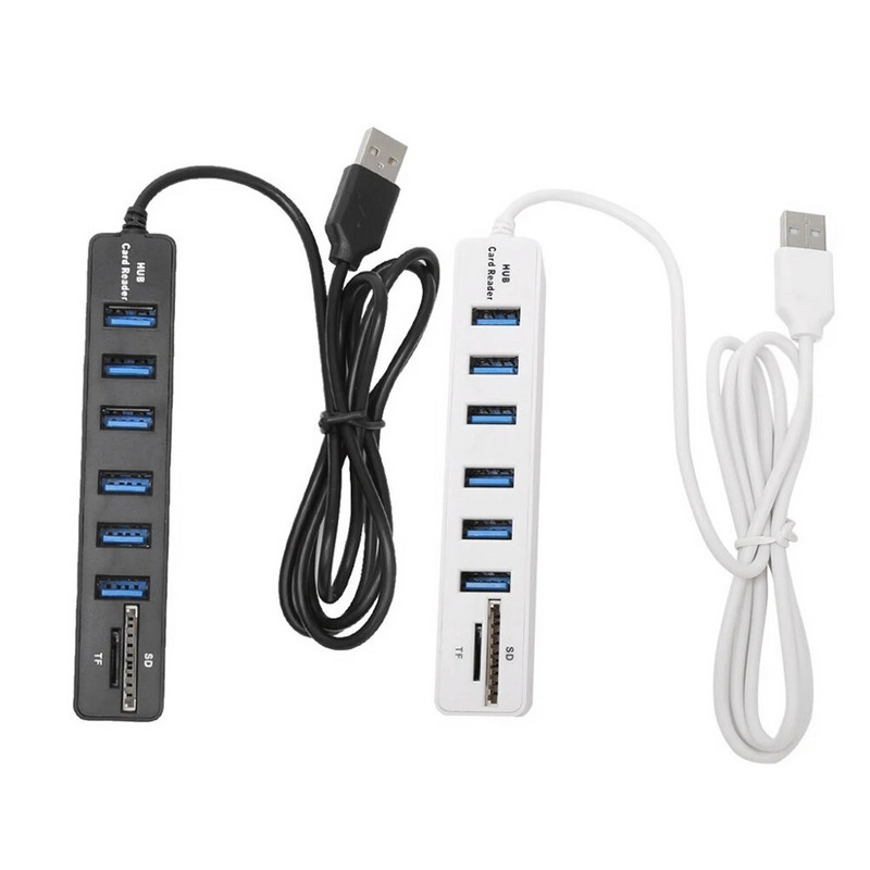 USB 2.0 šakotuvas 6 prievadų šakotuvas kelių skirstytuvo prievadas 100 cm ilgio laidas, daugkartinis kompiuterio nešiojamojo kompiuterio USB adapterio priedai.
