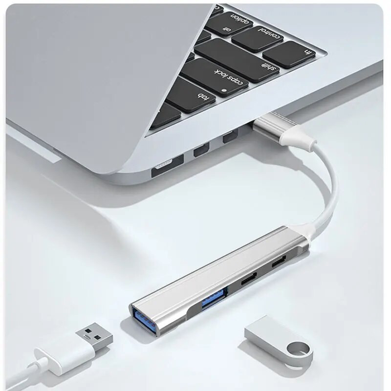 4 prievadų kelių skirstytuvų USB 3.0 šakotuvas USB šakotuvas C tipo doko adapteris OTG tipo C stebulės, skirtas asmeniniam kompiuteriui Xiaomi Huawei Macbook Pro USB 2.0