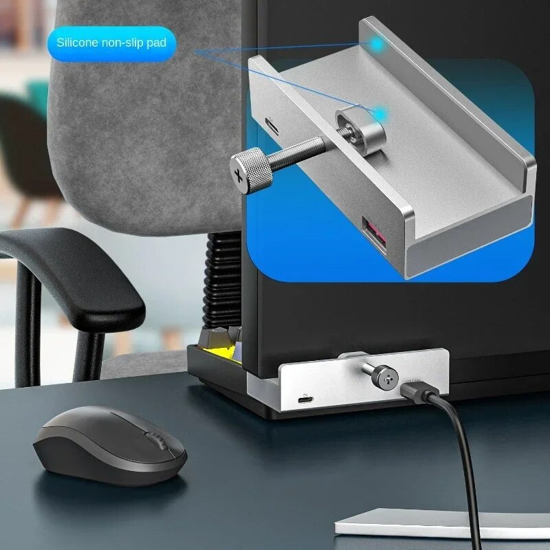 4 prievadų USB 3.0 koncentratorius su maitinimo šaltiniu USB3.0 skirstytuvo adapteris spaustuko tipo kelių skirstytuvų 5G didelės spartos duomenų perdavimas nešiojamam kompiuteriui