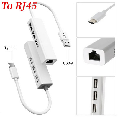 4 az 1-ben USB Type C – RJ45 Lan hálózati kártya USB2.0 Ethernet kártya hub elosztó adapter 10 GBit/s laptop PC illesztőprogram nélkül