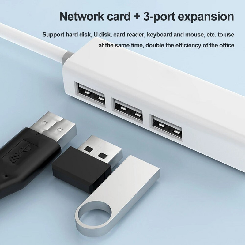 4 in 1 USB Type C iki RJ45 Lan tinklo plokštė USB2.0 eterneto kortelės šakotuvo skirstytuvo adapteris 10GBit/s nešiojamojo kompiuterio tvarkyklė Nemokamai