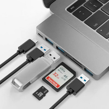 Type-C Thunderbolt 3 докинг станция USB-C към USB 3.0 HUB 40Gbps 6 в 1 SD/TF четец на карти 6 порта, пригодени за MacBook /Air