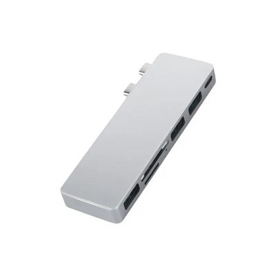 C tipo „Thunderbolt 3“ prijungimo stotis USB-C prie USB 3.0 HUB 40 Gbps 6 in 1 SD/TF kortelių skaitytuvas 6 prievadai, pritaikyti „MacBook“ / „Air“