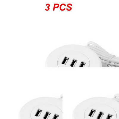 1/3 vnt. 3-in-1 USB 2.0 šakotuvas darbalaukis, įdėtasis stebulės šakotuvas Kompiuterio stalas Vienas vilkimas Trys skirstytuvas baltas USB2.0 skaitymo duomenų linijos skirstytuvas