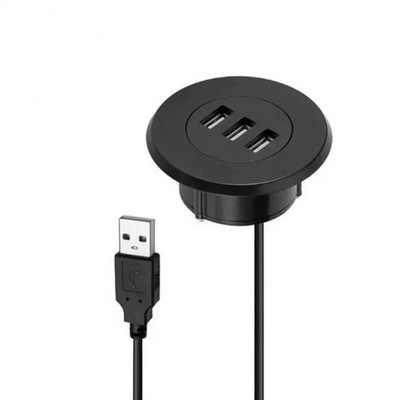 1/3 vnt. 3-in-1 USB 2.0 šakotuvas darbalaukis, įdėtasis stebulės šakotuvas Kompiuterio stalas Vienas vilkimas Trys skirstytuvas baltas USB2.0 skaitymo duomenų linijos skirstytuvas