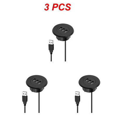 1/3 vnt. 3-in-1 USB 2.0 šakotuvas darbalaukis, įdėtasis stebulės šakotuvas Kompiuterio stalas Vienas vilkimas Trys skirstytuvas baltas USB2.0 skaitymo duomenų linijos skirstytuvas