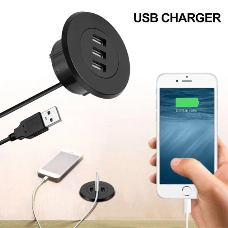 1/3 vnt. 3-in-1 USB 2.0 šakotuvas darbalaukis, įdėtasis stebulės šakotuvas Kompiuterio stalas Vienas vilkimas Trys skirstytuvas baltas USB2.0 skaitymo duomenų linijos skirstytuvas