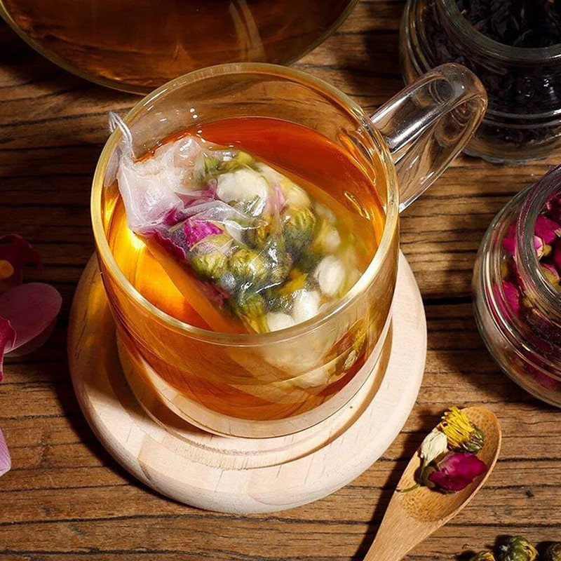 100 vnt/partioje Vienkartiniai arbatos maišelių filtravimo maišeliai Kelių dydžių arbatos maišeliai, skirti birių lapų arbatai kvepiantys raištelių maišeliai Kavos filtrų maišeliai