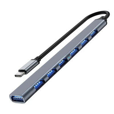 USB 3.0 šakotuvas 7 prievadas USB tipo C šakotuvas 3.0 USB skirstytuvas kelių išplėtimo šakotuvo OTG adapteris nešiojamojo kompiuterio pelės klaviatūrai