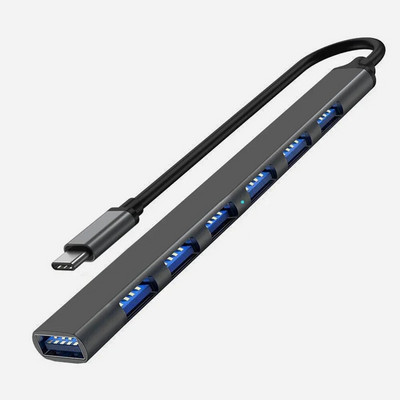USB 3.0 šakotuvas 7 prievadas USB tipo C šakotuvas 3.0 USB skirstytuvas kelių išplėtimo šakotuvo OTG adapteris nešiojamojo kompiuterio pelės klaviatūrai