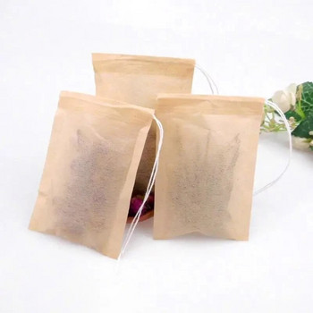 100 τεμ. φακελάκια τσαγιού βιοδιασπώμενο χάρτινο κορδόνι σχεδίασης φιλικό προς το περιβάλλον φίλτρο Άδεια φακελάκια τσαγιού Loose Leaf Powder Herbal Medicine Tea Bag
