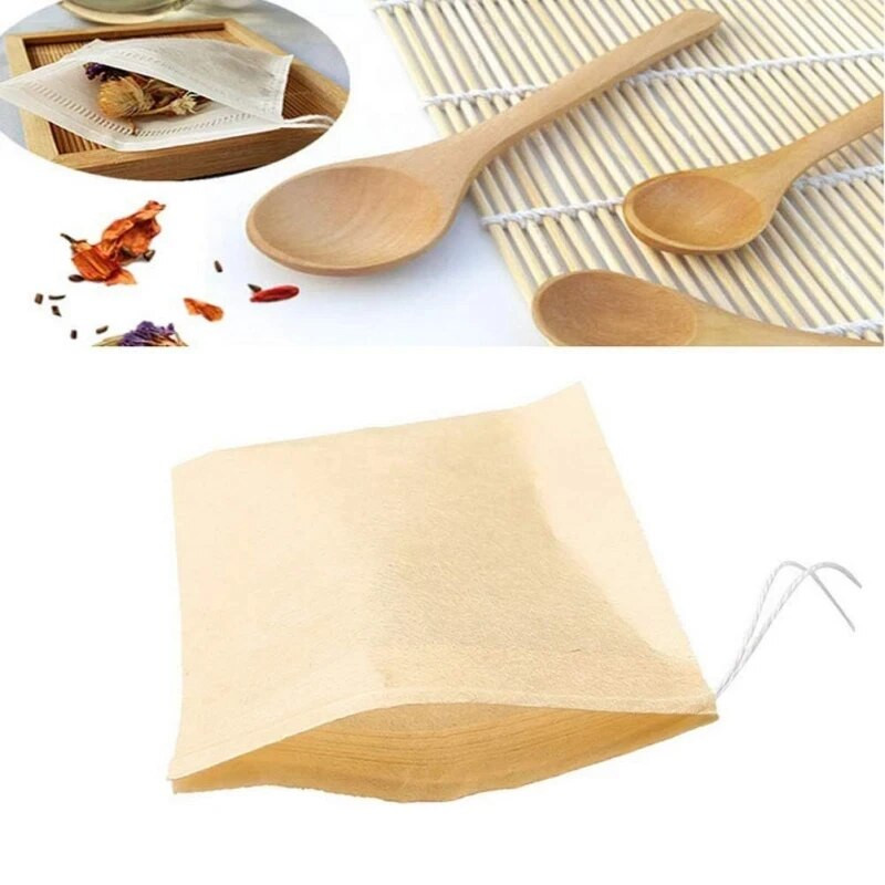 100 τεμ. φακελάκια τσαγιού βιοδιασπώμενο χάρτινο κορδόνι σχεδίασης φιλικό προς το περιβάλλον φίλτρο Άδεια φακελάκια τσαγιού Loose Leaf Powder Herbal Medicine Tea Bag