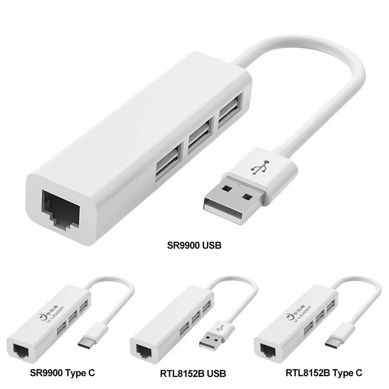 C tipo į RJ45 Lan tinklo plokštė 4 prievadas 4 viename kompiuterio doko stotis USB2.0 tipo C USB tinklo plokštės šakotuvas, skirtas staliniam kompiuteriui