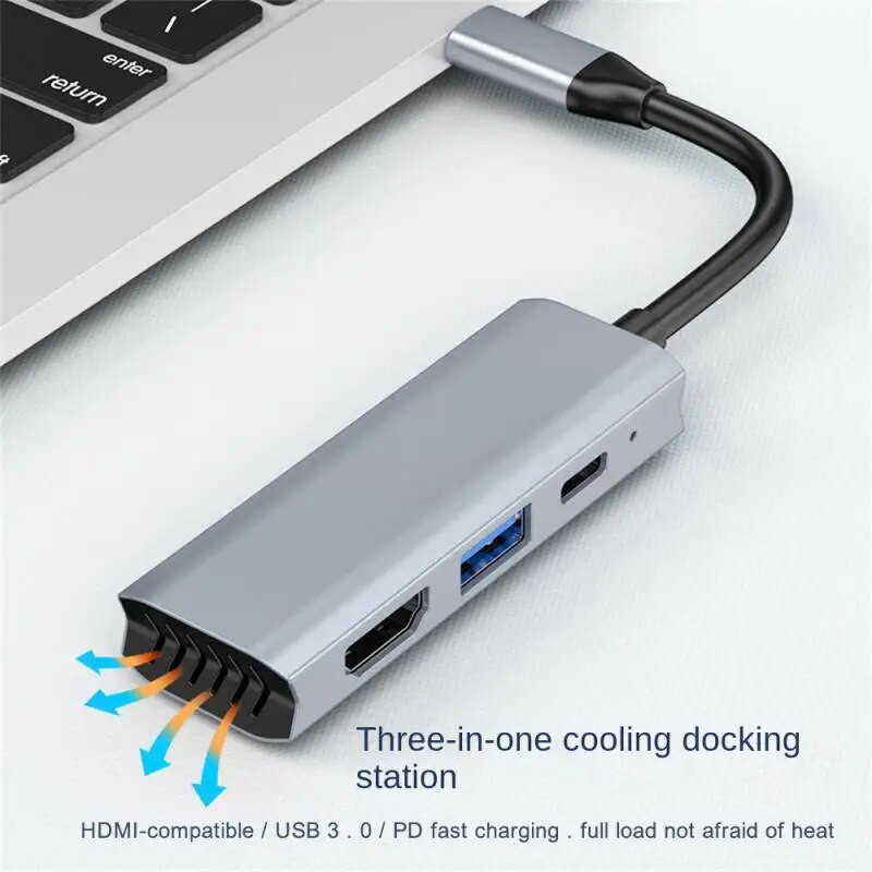C típusú dokkoló állomás 3 az 1-ben USB-C - kompatibilis hub adapter 5 Gbps nagy sebességű átviteli 4K laptop bővítő