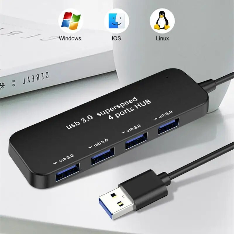 Ultra-tanak 4-portni USB 3.0 HUB Svjetlo indikatora velike brzine USB Hub za više uređaja Računalo Laptop Desktop PC adapter USB 3.0 HUB