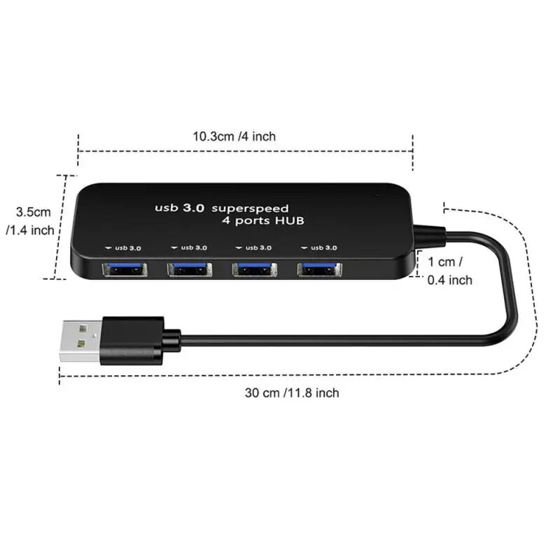 Ultra-tanak 4-portni USB 3.0 HUB Svjetlo indikatora velike brzine USB Hub za više uređaja Računalo Laptop Desktop PC adapter USB 3.0 HUB