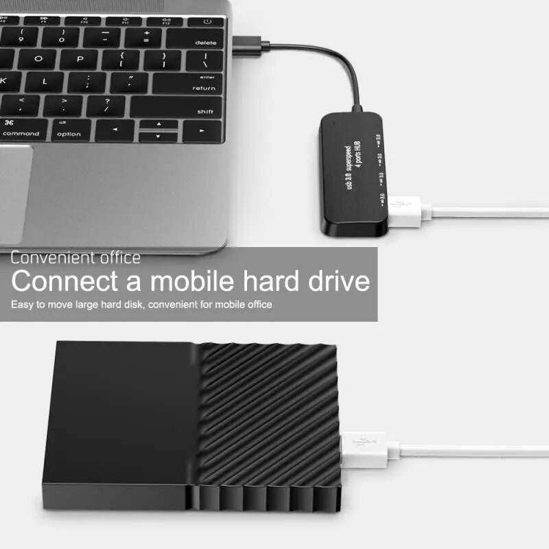 Ultra-tanak 4-portni USB 3.0 HUB Svjetlo indikatora velike brzine USB Hub za više uređaja Računalo Laptop Desktop PC adapter USB 3.0 HUB