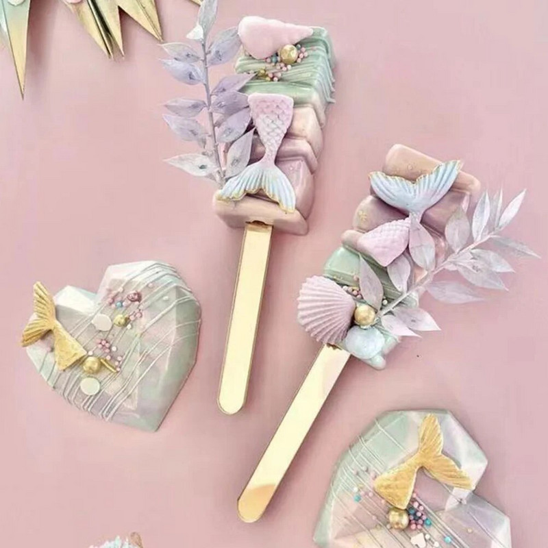 Ακρυλικό ραβδί παγωτό μπαστούνια παγωτού επαναχρησιμοποιήσιμα ξυλάκια για κέικ χρυσό καθρέφτη Μπαστούνια παγωτού ακρυλικό ραβδί Τούρτα για το σπίτι
